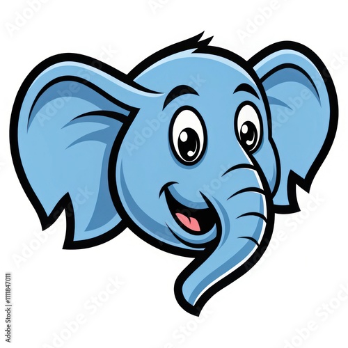 Happy Cartoon Elephant with Blue Skin and Playful Expression photo