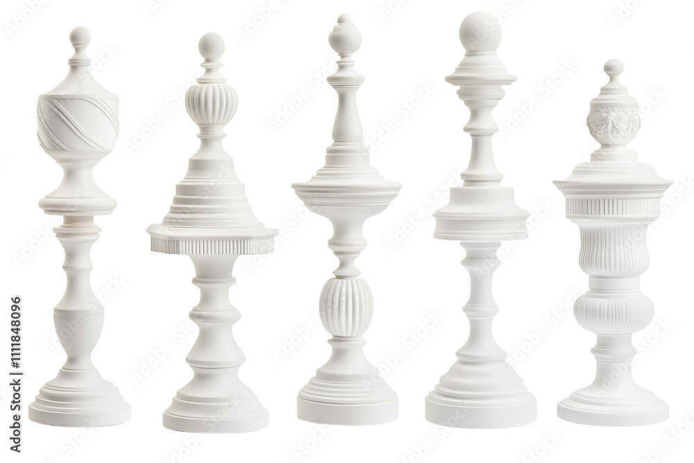 Set of white display pedestals in various shapes isolated. PNG transparent. Set of white display pedestals in various shapes isolated. PNG transparent.