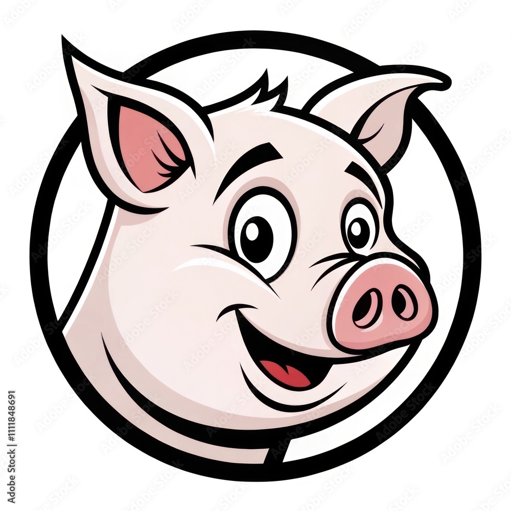 Obraz premium Cartoon Pig with Cheerful Smile and Playful Expression