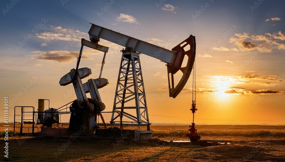 An oil drilling derrick pumps crude oil from the ground, supporting the petroleum industry and fuel production from natural resources. An oil drilling derrick pumps crude oil from the ground, supporting the petroleum industry and fuel production from natural resources.