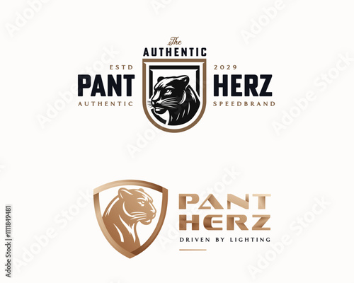 Black Panther silhouette logo cougar wild speed motor logo template for business