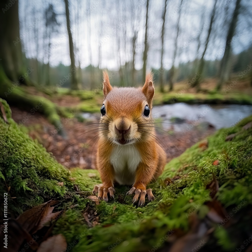 A close-up view of a squirrel in a natural setting, standing and sitting on the ground in a forest scene with scattered leaves. Its face and front paws are prominently visible. A close-up view of a squirrel in a natural setting, standing and sitting on the ground in a forest scene with scattered leaves. Its face and front paws are prominently visible.