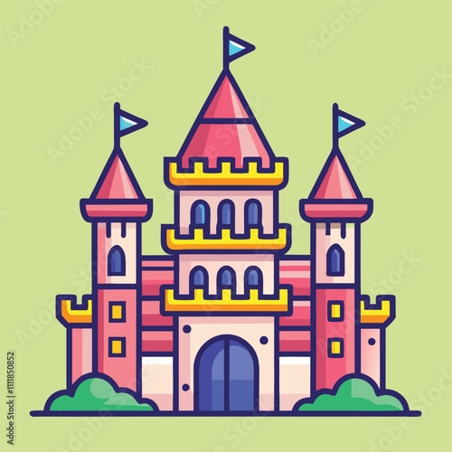 Castel Cartoon Vector Illustration. Luxury House Isolated Icon Concept