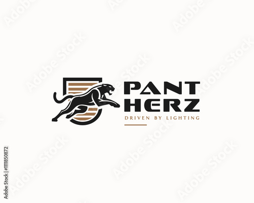 Black Panther silhouette logo cougar wild speed motor logo template for business