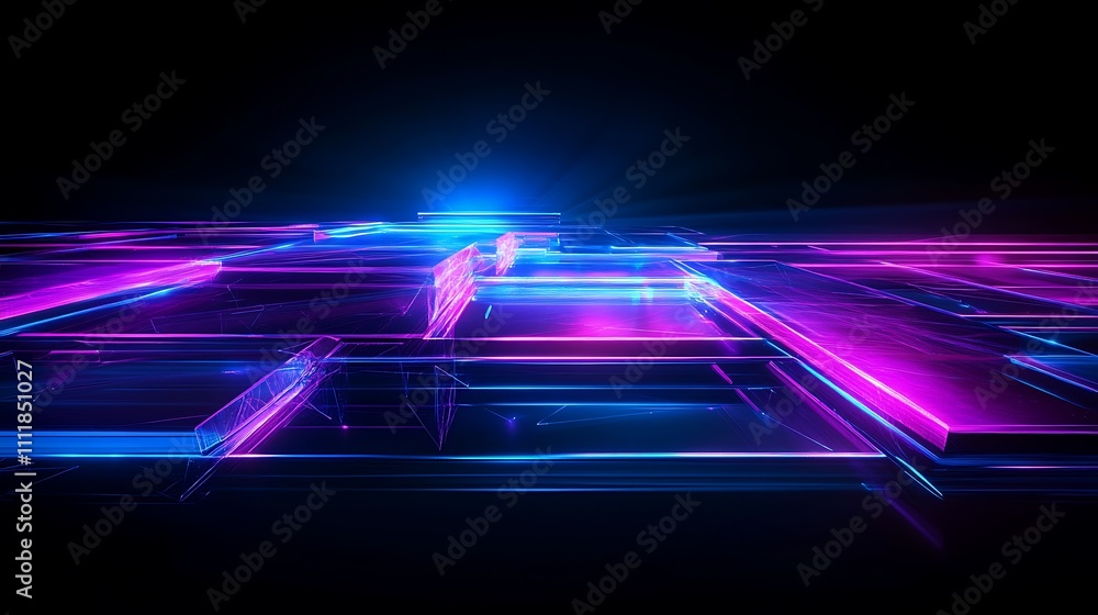 Vibrant Abstract Background with Neon Lights and Geometric Shapes for Digital Design and Technology Concepts Vibrant Abstract Background with Neon Lights and Geometric Shapes for Digital Design and Technology Concepts