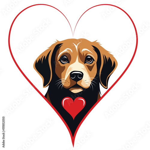 A vector of a charming dog silhouette combined with a heart, symbolizing love, companionship, and loyalty—perfect for pet-related branding or dog lovers. photo