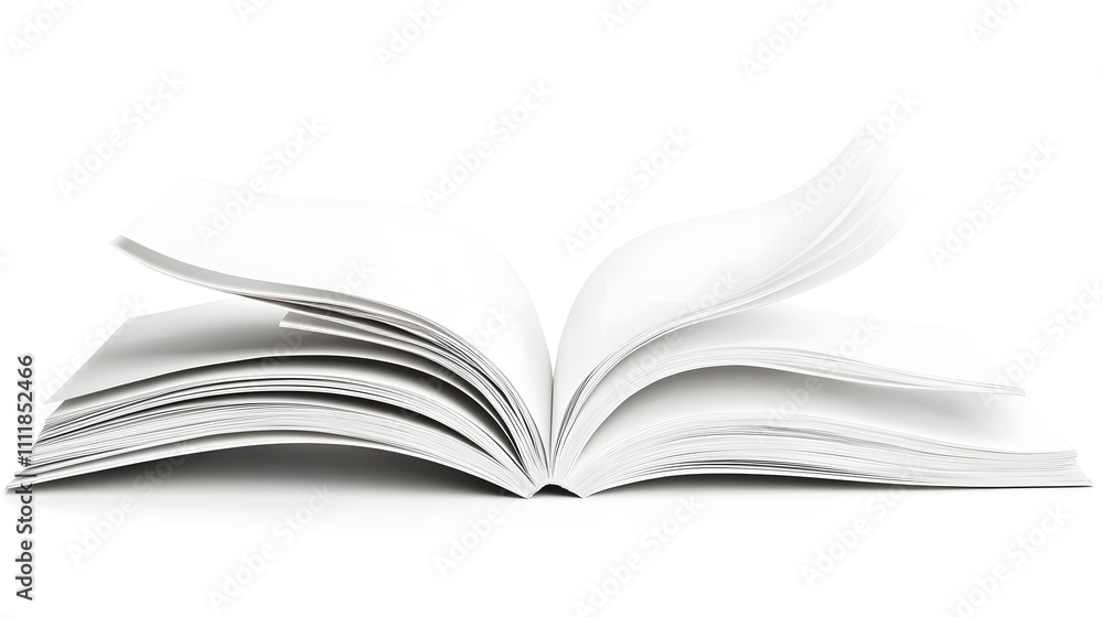 3D Magazine or book mockup. Blank page or notepad isolated on white background. 3D Magazine or book mockup. Blank page or notepad isolated on white background.