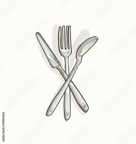 cutlery fork spoon and knife in different views realistic vector isolated on white background