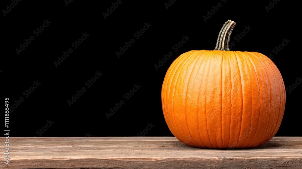 Autumn Harvest Single Orange Pumpkin on Rustic Wood Autumn Harvest Single Orange Pumpkin on Rustic Wood