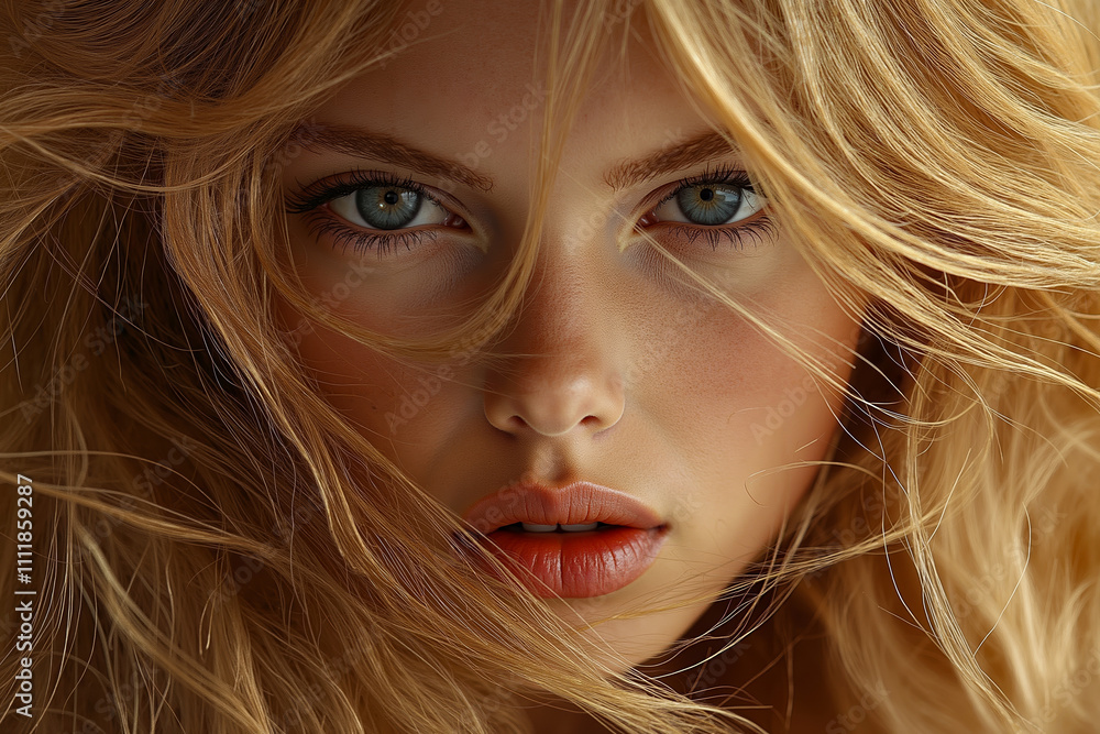 A woman with long blonde hair and blue eyes A woman with long blonde hair and blue eyes