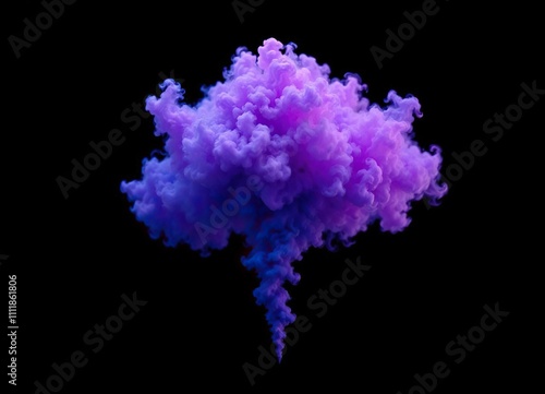 A cloud of purple smoke with blue undertones suspended in mid-air within a black background , ethereal, haze, abstract photo