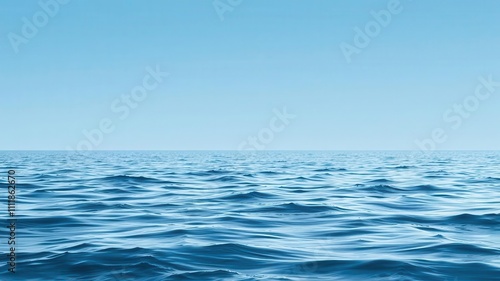 Tranquil ocean waves rippling under clear sky, peaceful water surface, rippling waves, water surface