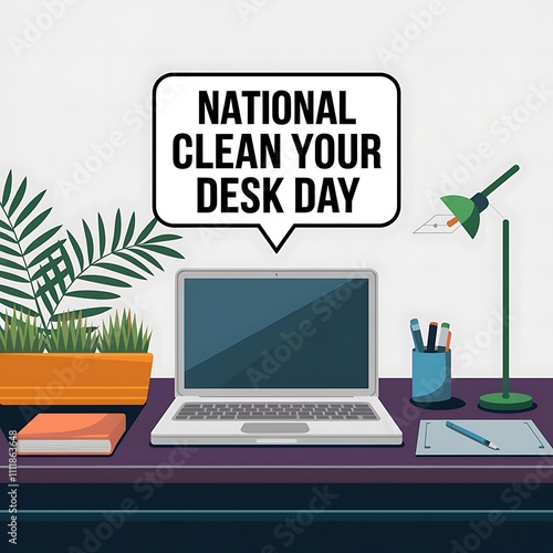 National Clean Your Desk Day illustration featuring a tidy workspace photo