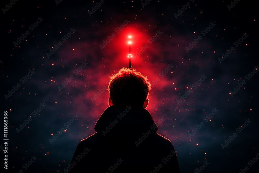 Nighttime telecommunication tower with blinking red lights under a starry sky, symbolizing connectivity and the seamless operation of modern technology Nighttime telecommunication tower with blinking red lights under a starry sky, symbolizing connectivity and the seamless operation of modern technology