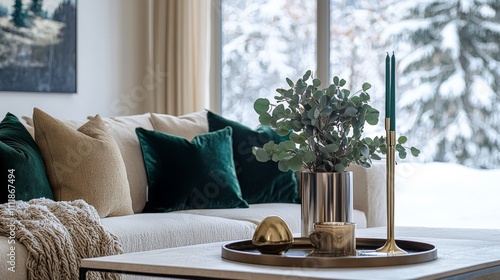 a serene and elegant winter inspired living room photo