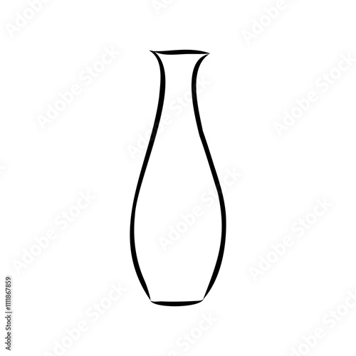 Hand drawn vase in sketch style for engraving isolated on white background. Vintage vase vector illustration. Line art empty clay pot. Object of pottery art in retro style. Vector