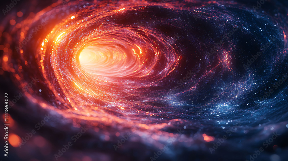Obraz premium Abstract 3D vortex with embedded music symbols, 3D background music, dynamic and unique