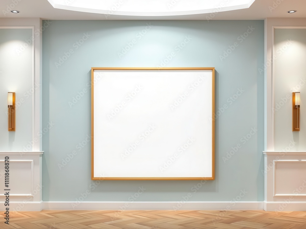A modern and clean wall art mockup featuring a sleek frame, graphic design, showcase A modern and clean wall art mockup featuring a sleek frame, graphic design, showcase
