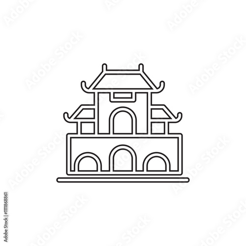 Chinese palace icon in line style