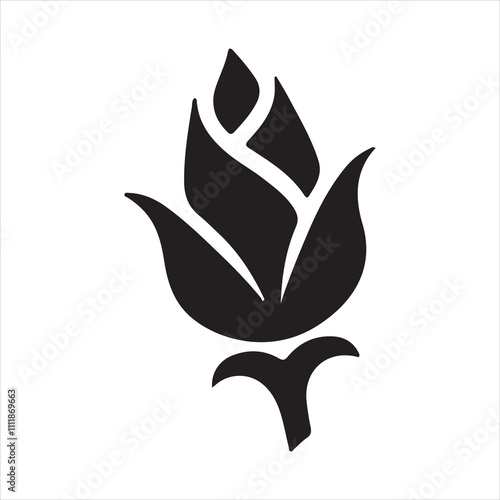 abstract black and white icon with leaves