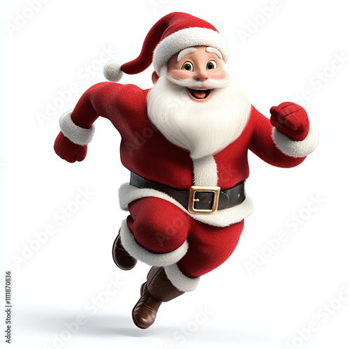 Stylized happy character Santa Claus, Santa Claus, runs to meet Christmas, for design and vector, on a white background