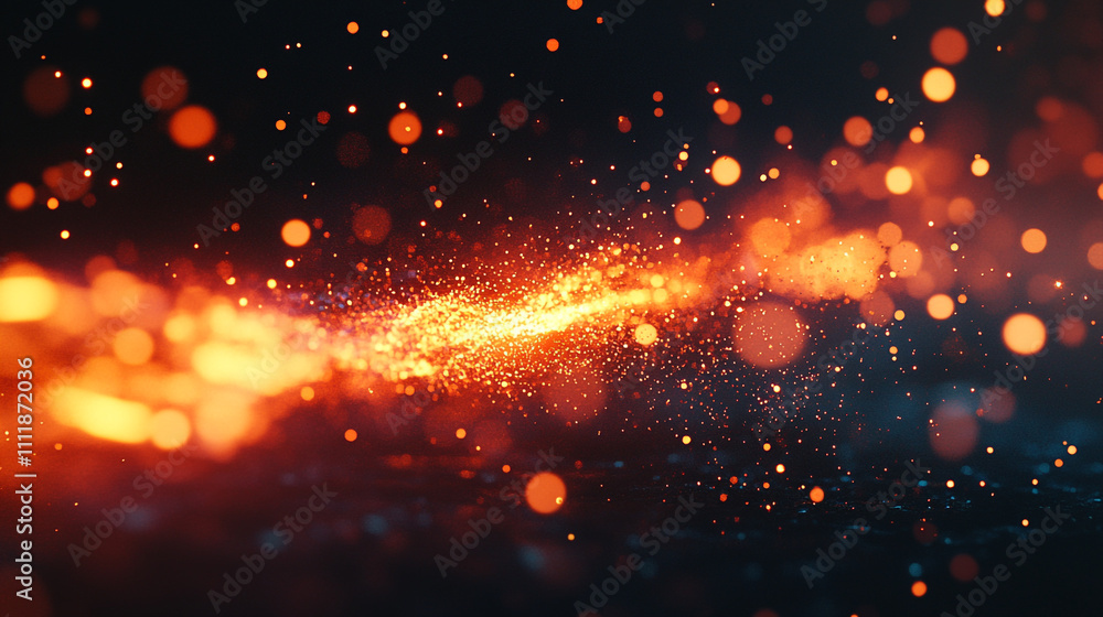 Vibrant particles of light creating trails against a dark background during a captivating display Vibrant particles of light creating trails against a dark background during a captivating display