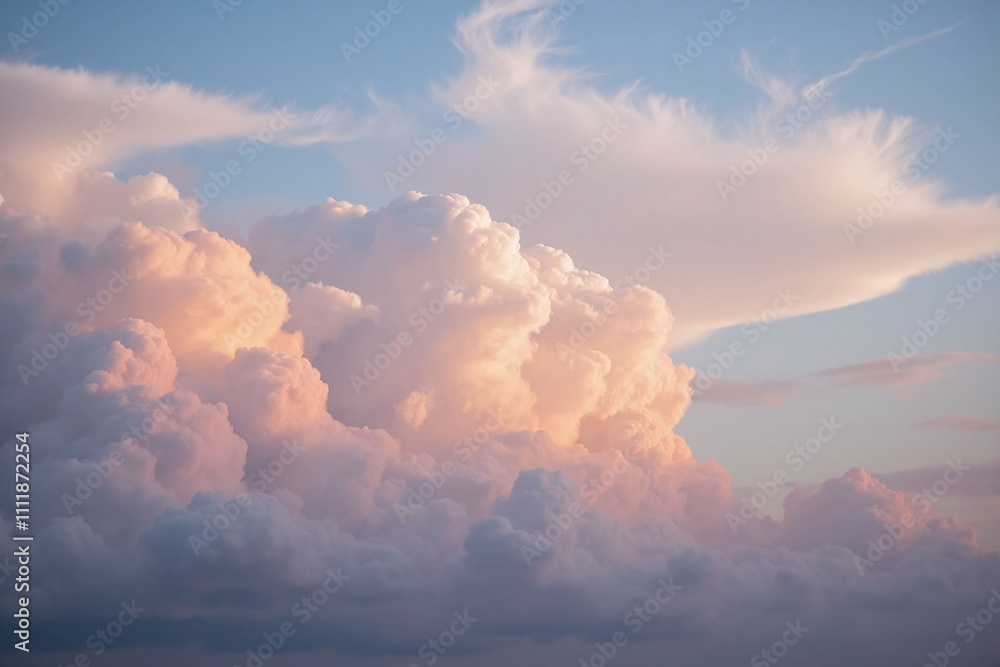 Serene sunset scene sky clouds pink orange peach transition