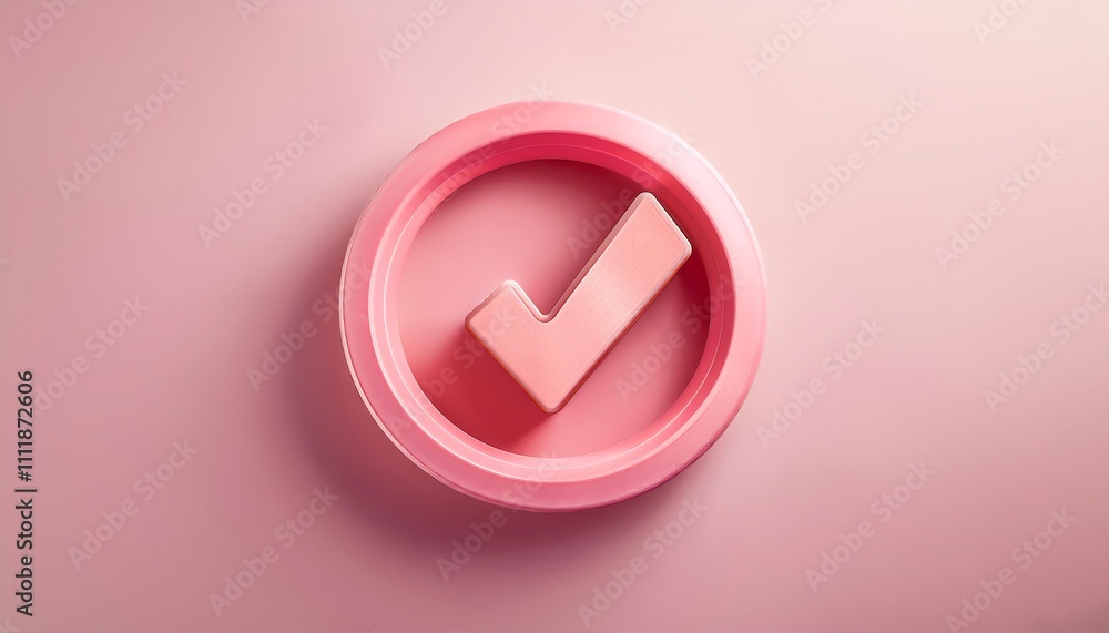 A pink checkmark icon inside a circular outline on a soft pink background, symbolizing approval or validation. A pink checkmark icon inside a circular outline on a soft pink background, symbolizing approval or validation.