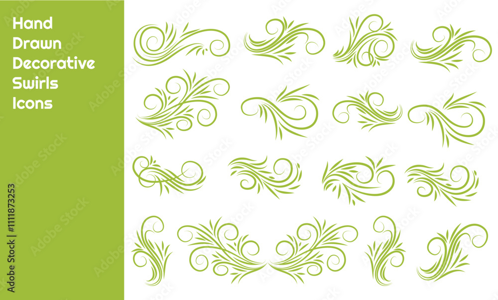 Hand-drawn Decorative swirls vector icons set Hand-drawn Decorative swirls vector icons set