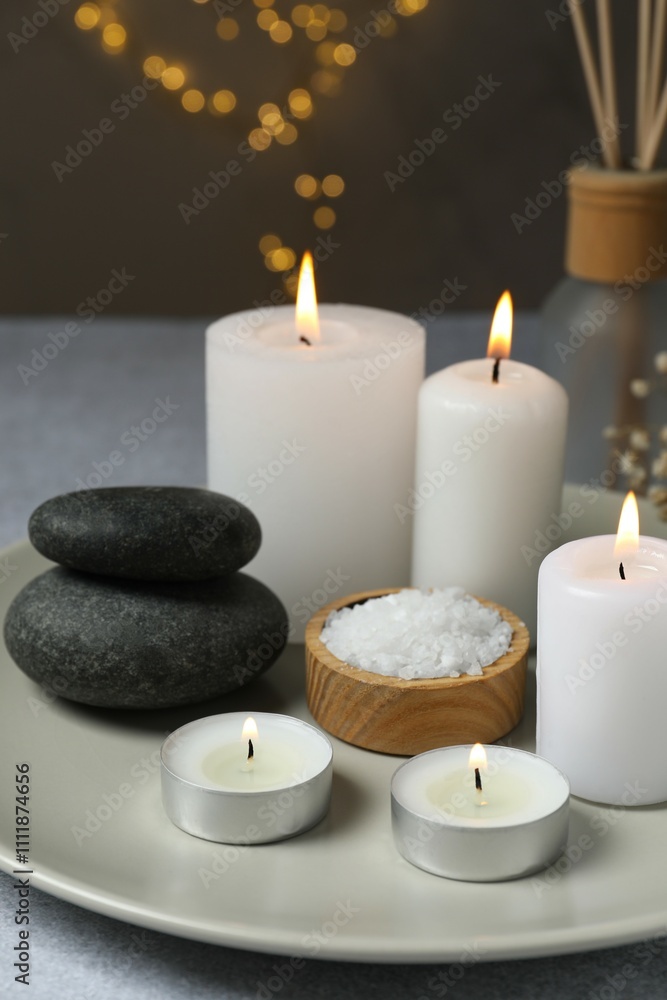 Beautiful composition with candles on the table Beautiful composition with candles on the table