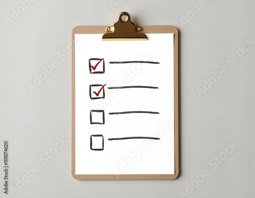 Checklist on a clipboard paper. Successful completion of business tasks. 