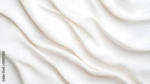 Elegant white waves background. Abstract smooth elegant white fabric silk texture soft background, flowing satin waves 