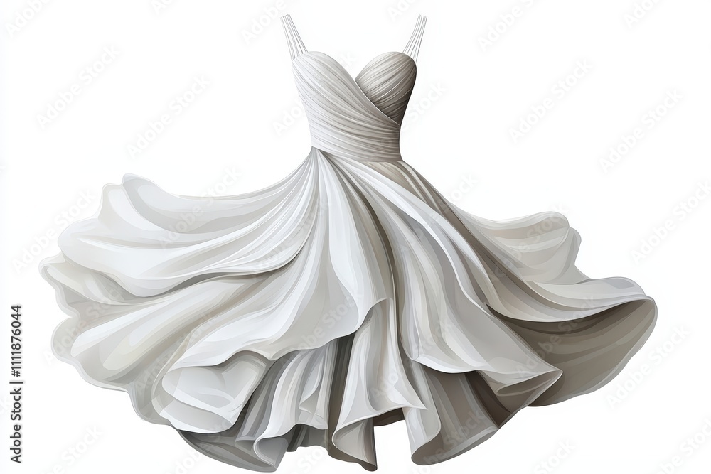 Elegant white dress with a flowing skirt, perfect for weddings, parties, or fashion shows, showcasing beauty and grace. Elegant white dress with a flowing skirt, perfect for weddings, parties, or fashion shows, showcasing beauty and grace.