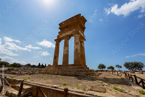 Temple of the Dioscuri, Castor and Pollux in the Valley of Temples, Agrigento, Sicily, Italy
