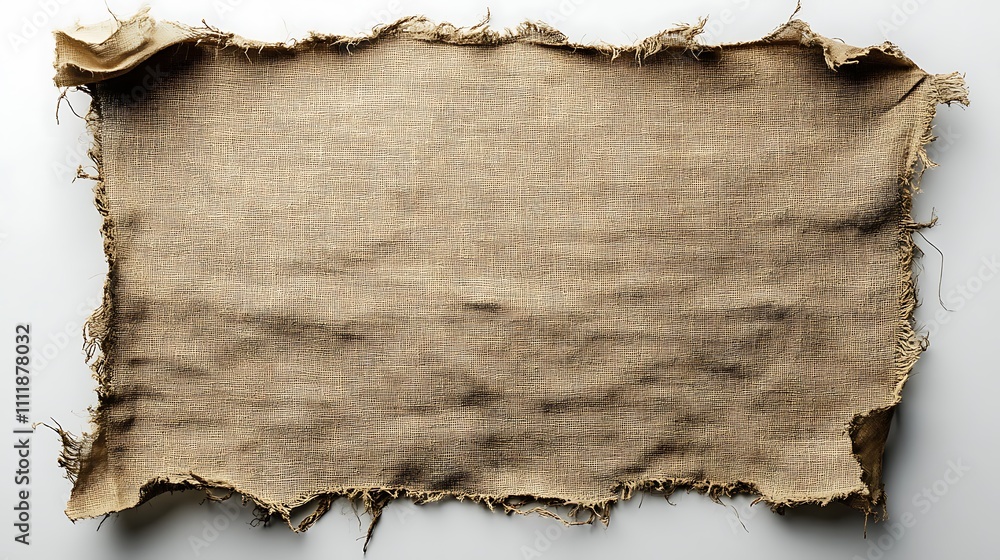 a piece of brown Jute, or sackcloth with a brown texture that says  the word  on it.