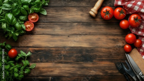Fresh Ingredients on Wooden Table for Cooking