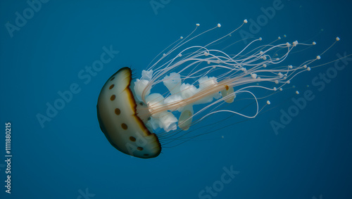 Underwater jellyfish, long chain salp colony. photo