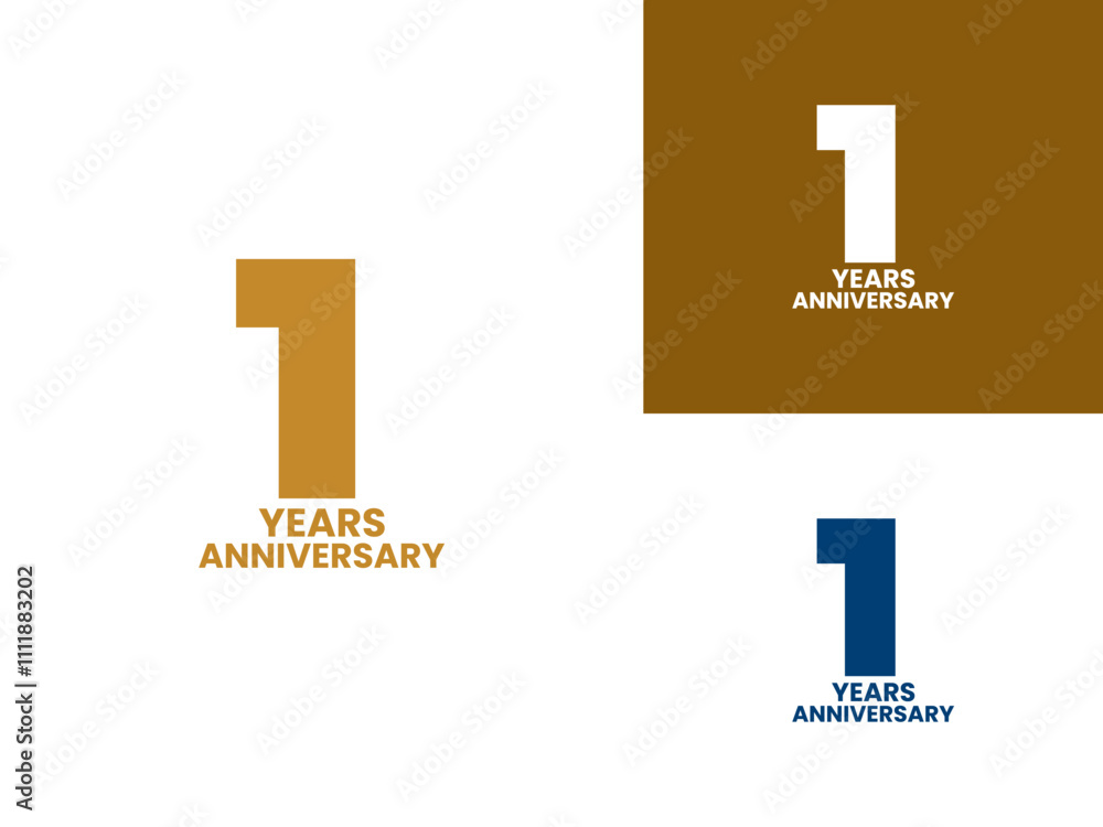 Obraz premium Premium anniversary 1 years celebration emblem logo design vector, Anniversary celebration logo on gold, blue, and white color