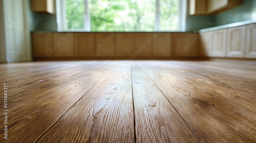 Warm Wooden Floor Kitchen Background Empty Table Home Interior Design Warm Wooden Floor Kitchen Background Empty Table Home Interior Design