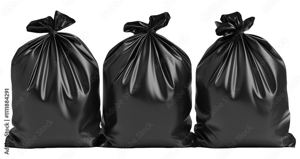PNG Three black garbage bag isolated on transparent background PNG Three black garbage bag isolated on transparent background