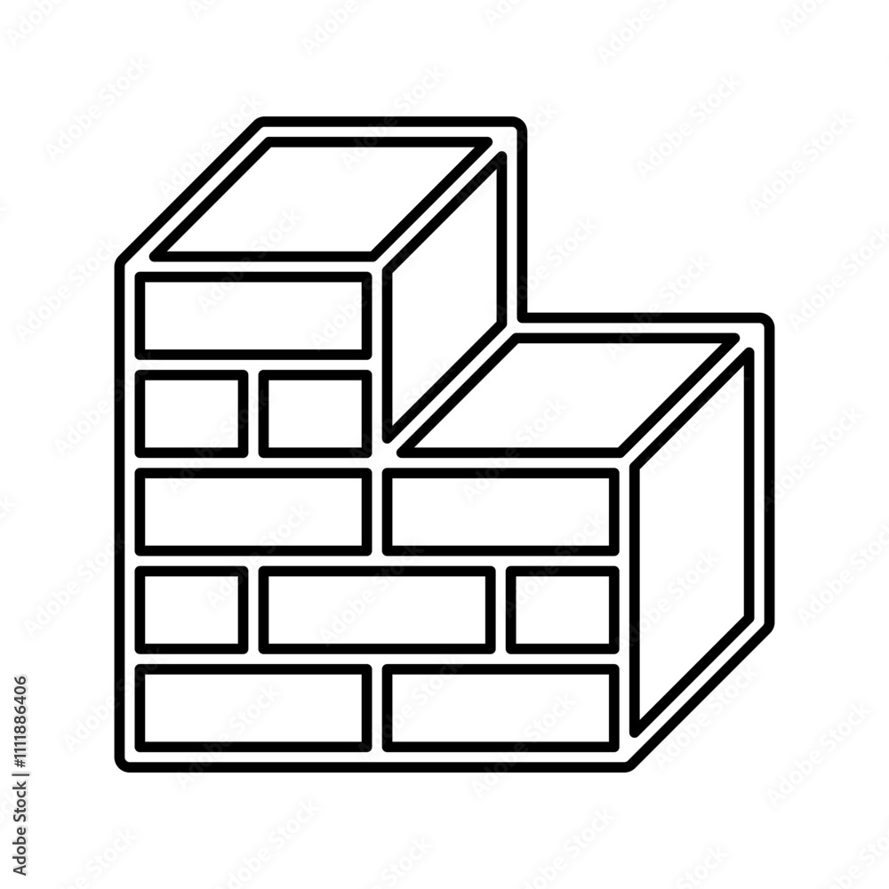 Brick icon in line style Brick icon in line style
