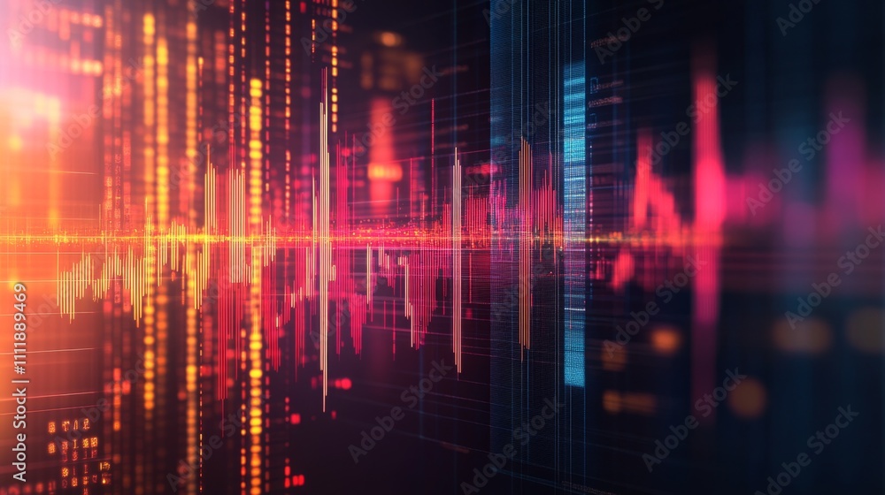 Vibrant Abstract Digital Sound Waves Visualization in Colorful Display Vibrant Abstract Digital Sound Waves Visualization in Colorful Display