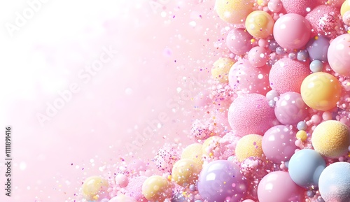 Pastel Balloons and Confetti Background