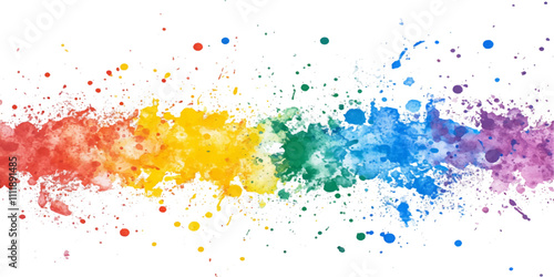 Colorful paint splashes in rainbow colors, isolated on a white background