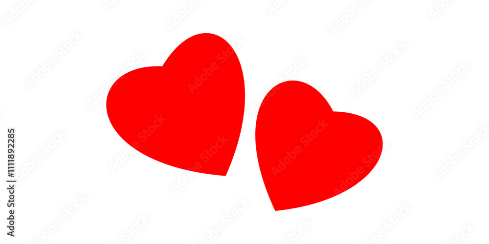 Two red heart shapes on a white background. Minimal vector design for Valentine's Day, love, or romantic-themed projects Two red heart shapes on a white background. Minimal vector design for Valentine's Day, love, or romantic-themed projects