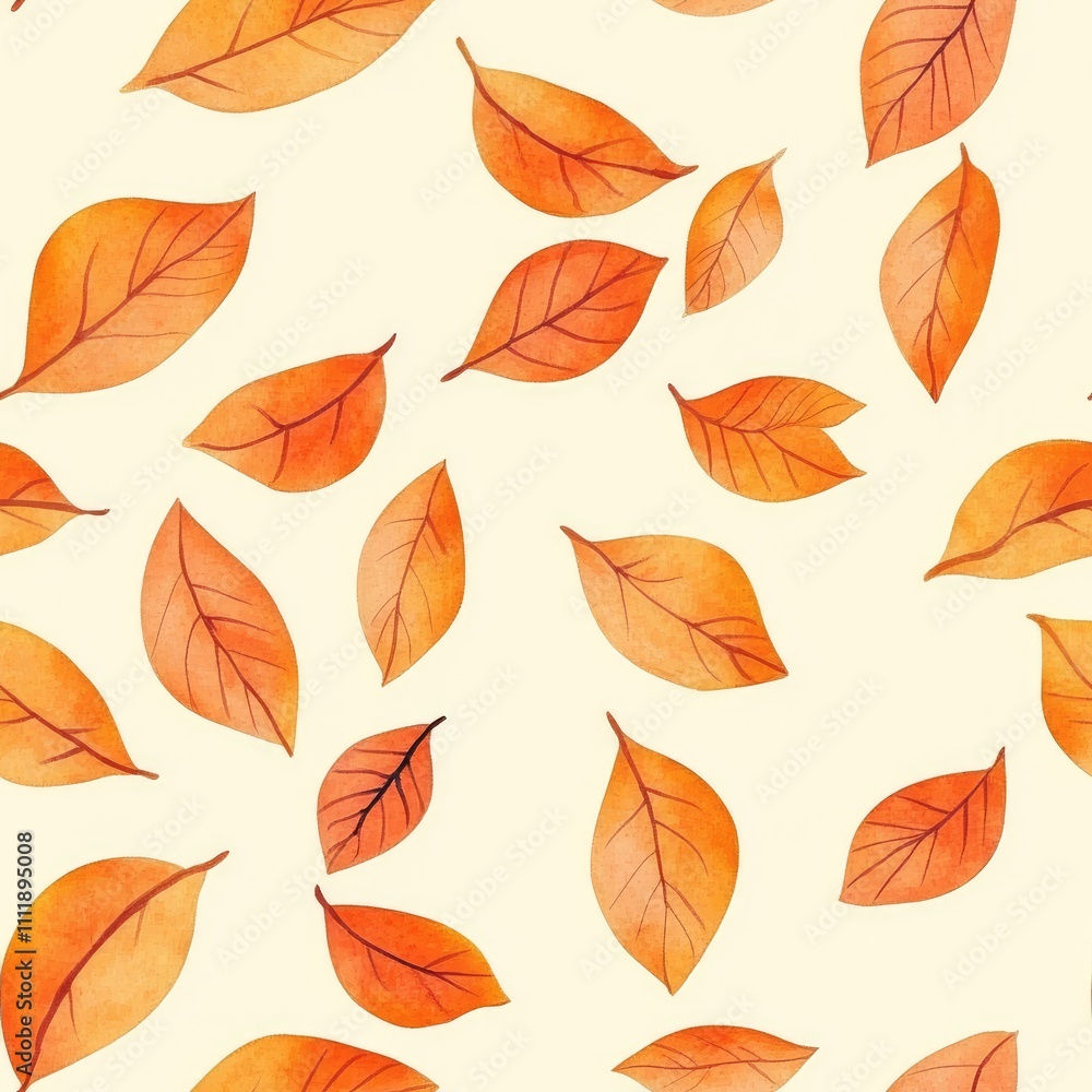 Seamless pattern of orange autumn leaves on a light background. Seamless pattern of orange autumn leaves on a light background.