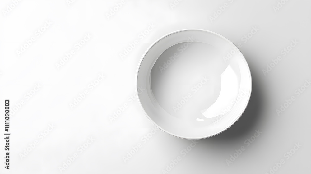 White porcelain bowl on white surface mock up White porcelain bowl on white surface mock up