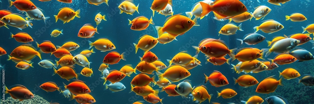 Fototapeta premium Fish images, fish in the aquarium, Lots of colorful fishes swimming in the water 
