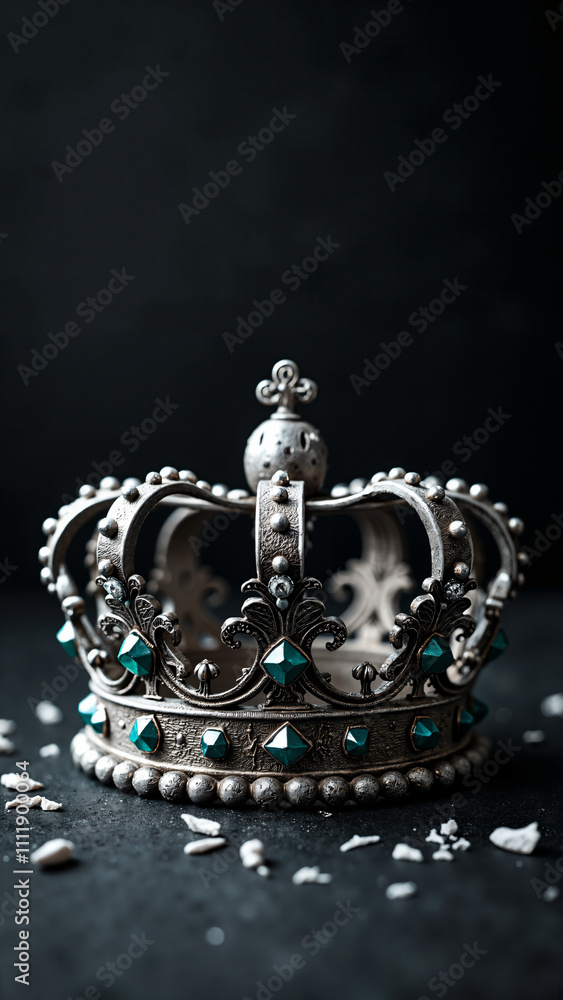 Broken Crown on Black Background: Symbol of Fallen Power and Resilience for Editorial, Marketing, and Art Broken Crown on Black Background: Symbol of Fallen Power and Resilience for Editorial, Marketing, and Art