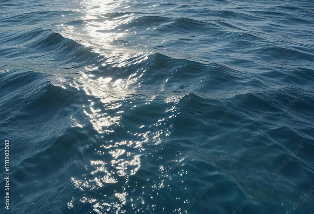 Detailed abstract blue water ripples and waves in a vast open ocean on a summer day, Calming Ocean Effect, Summer Ocean Scene Detailed abstract blue water ripples and waves in a vast open ocean on a summer day, Calming Ocean Effect, Summer Ocean Scene